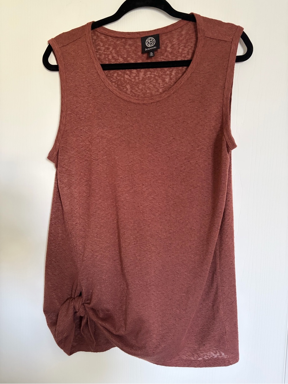 bobeau Rust-Tone Sleeveless Tank with Side Knot